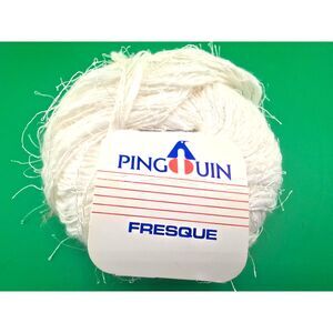 Penguin Fresque Yarn Ball Cotton Blend White Eyelash & Texture France